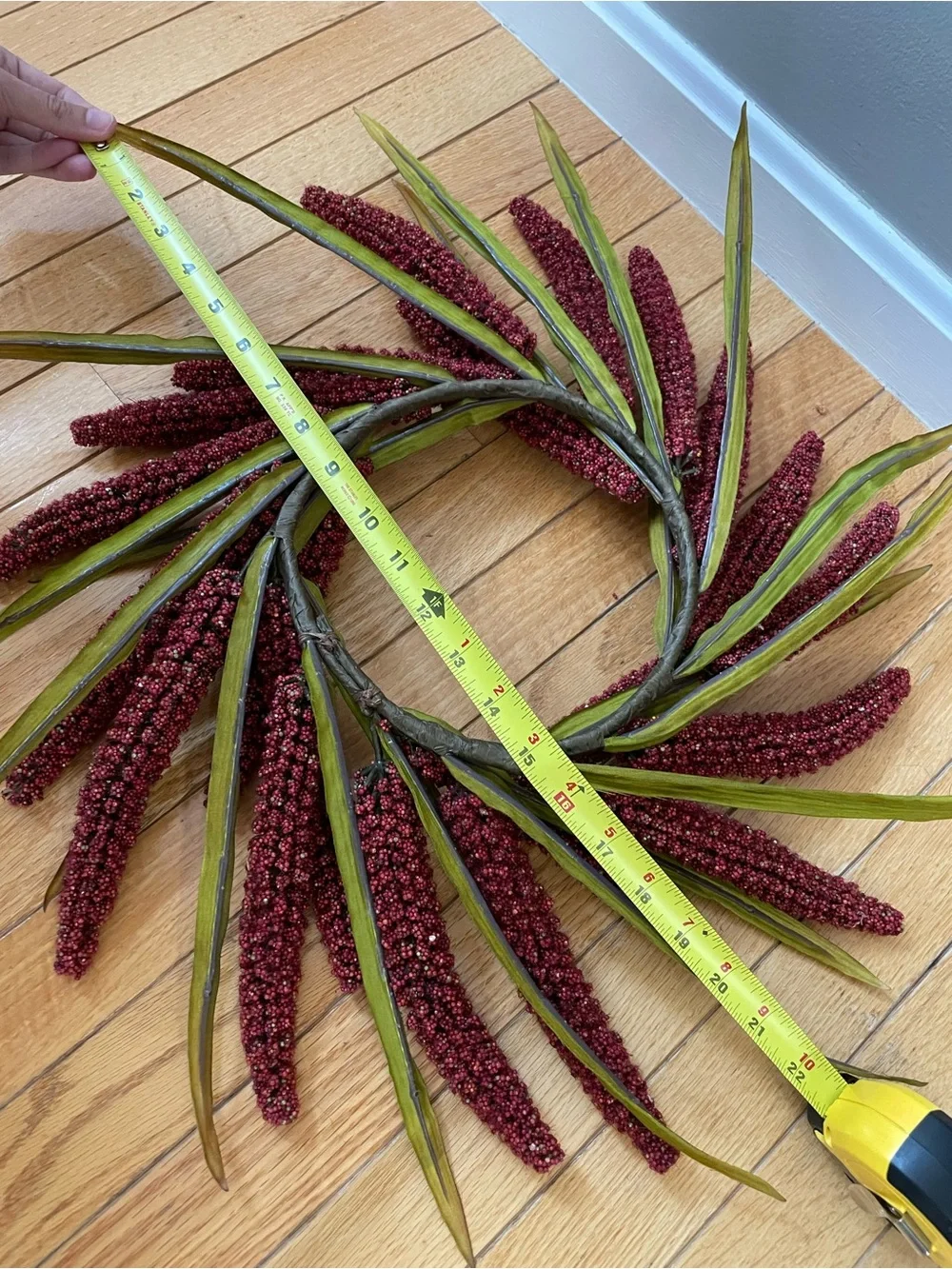 Burgundy Millet Spray Holiday Wreath - Decorative Home Accent